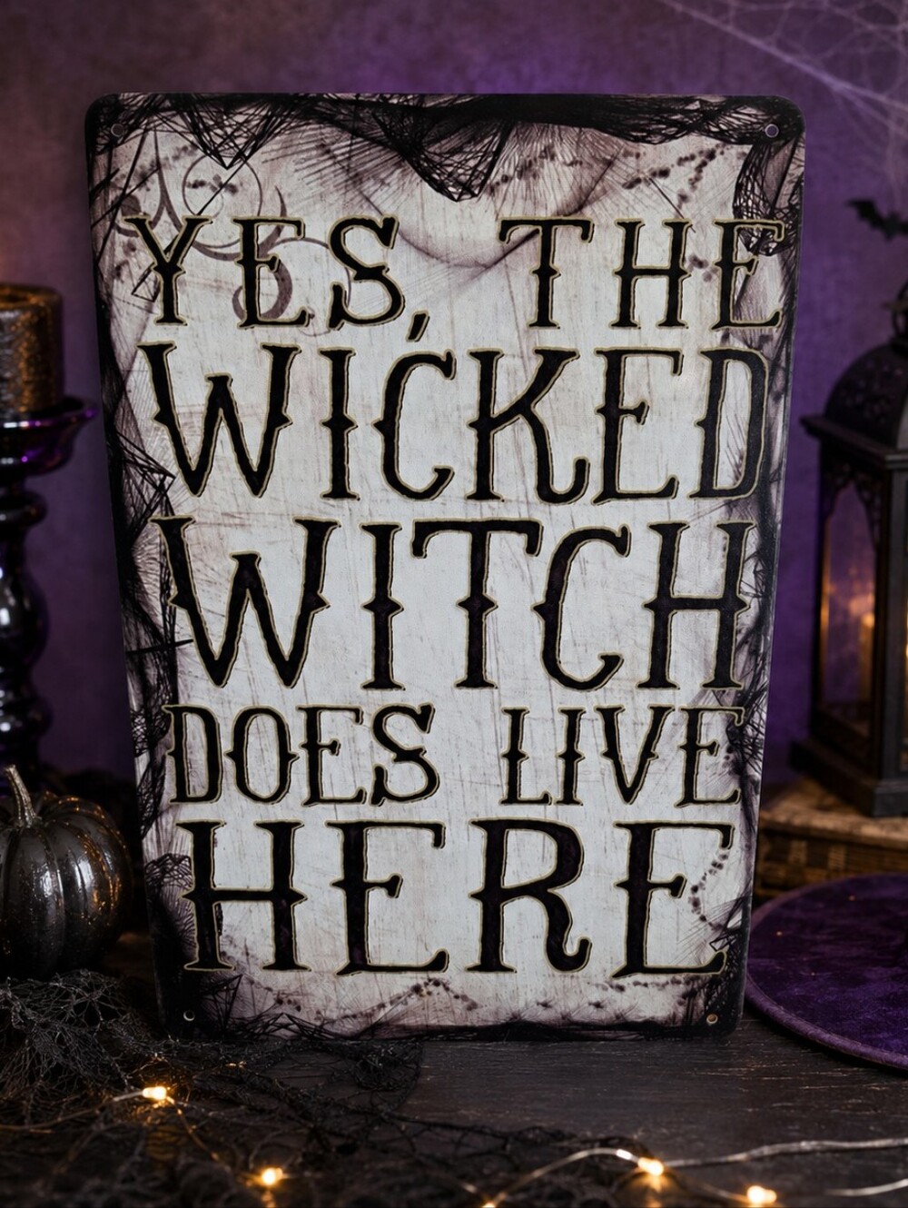 Wicked Witch Halloween Metal Wall Sign 12x8